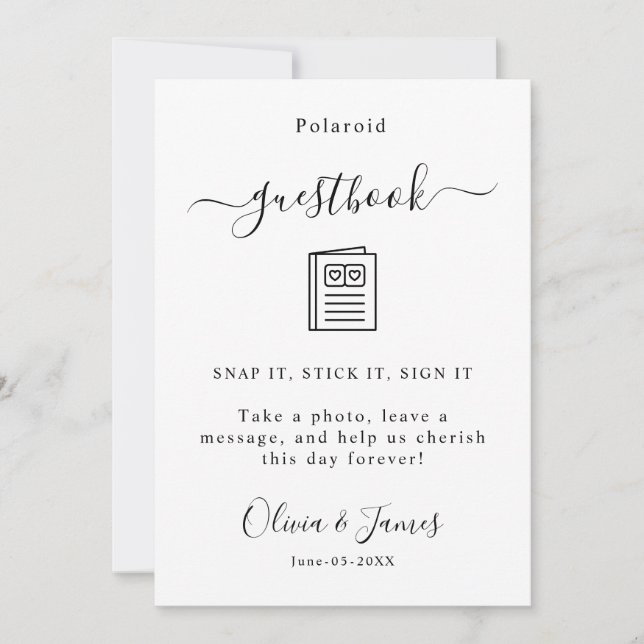 Polaroid Gästebuch Unterschrift Vorlage Hochzeit, (Vorderseite)