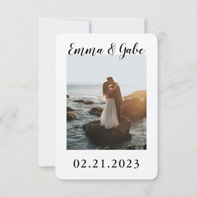 Polaroid Style Save the Date Card mit Bild (Vorderseite)