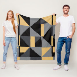 Polarschal Geometrie Schwarz, Grau und Gold Fleecedecke