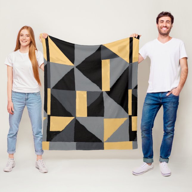Polarschal Geometrie Schwarz, Grau und Gold Fleecedecke (Beispiel)