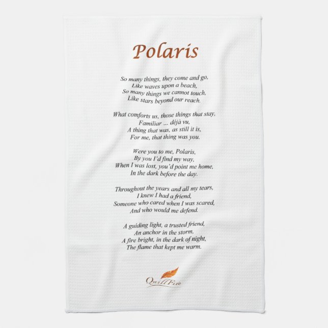Polarstern-Gedicht auf Geschirrtuch (Vertikal)