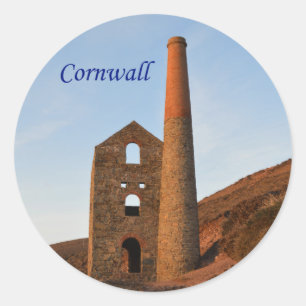 Poldark Land-Bergwerk ruiniert Cornwall England Runder Aufkleber