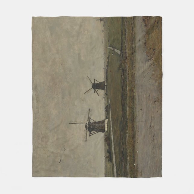 Polder mit Mills bei Overschie Fleecedecke (Vorderseite)