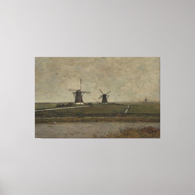 Polder mit Mills bei Overschie Leinwanddruck (Vorderseite)
