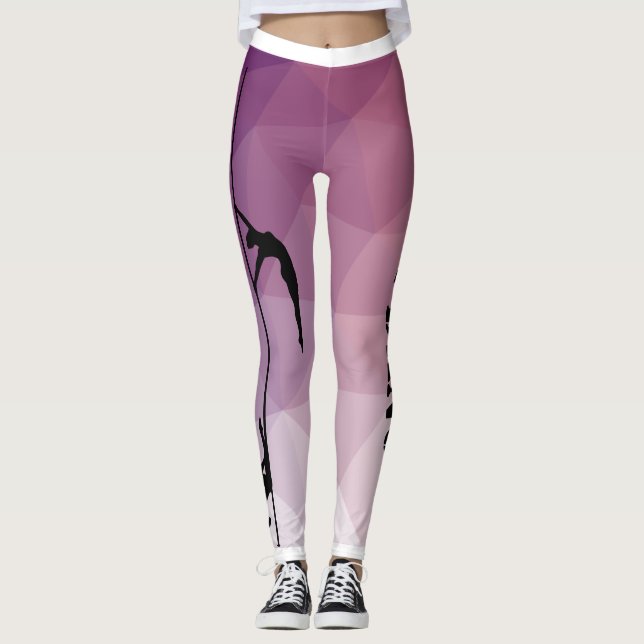 Pole-Fitness-Tanz-lila und rosa Leggings (Vorderseite)