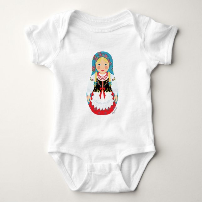 Pole Matryoshka Baby Bodysuit Strampler (Vorderseite)