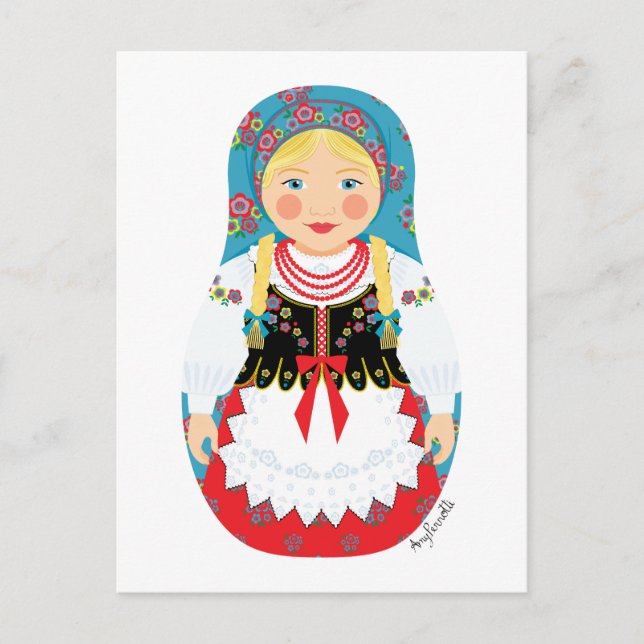Pole Matryoshka Postcard Postkarte (Vorderseite)