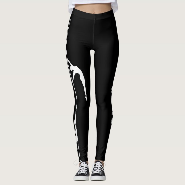 Pole-Tanz-schwarze u. weiße Leggings mit (Vorderseite)