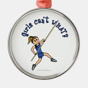 Pole Vault - Blau (Licht) Silbernes Ornament