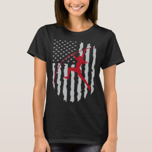 Pole Vault Girl American Flag USA Patriotic Pole T-Shirt