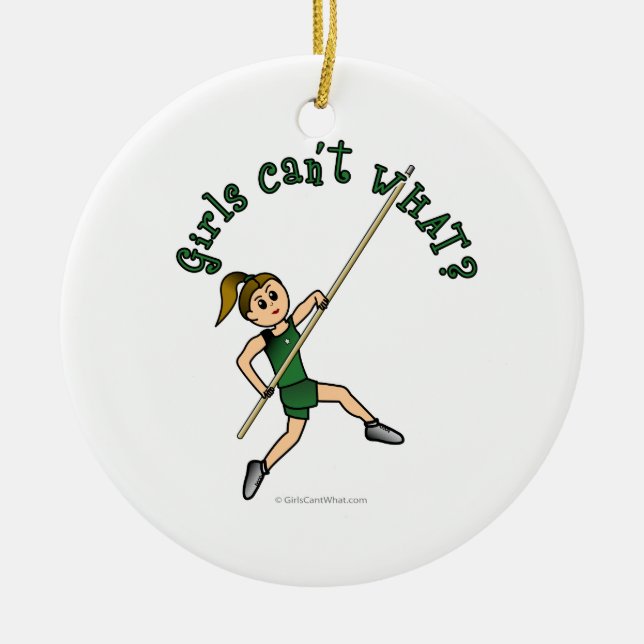 Pole Vault - Grün (Licht) Keramik Ornament (Vorne)