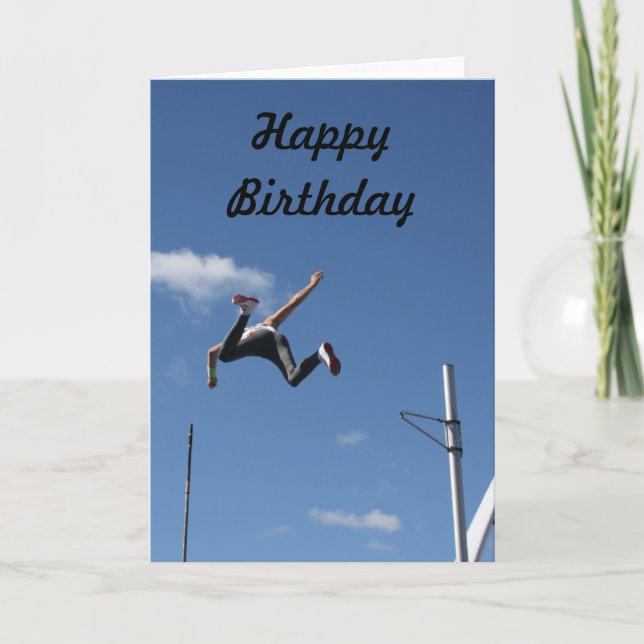 Pole Vaulter Happy Birthday Card Karte (Vorderseite)