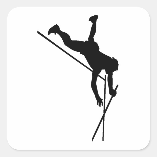 Pole Vaulter-Silhouette Quadratischer Aufkleber (Vorderseite)