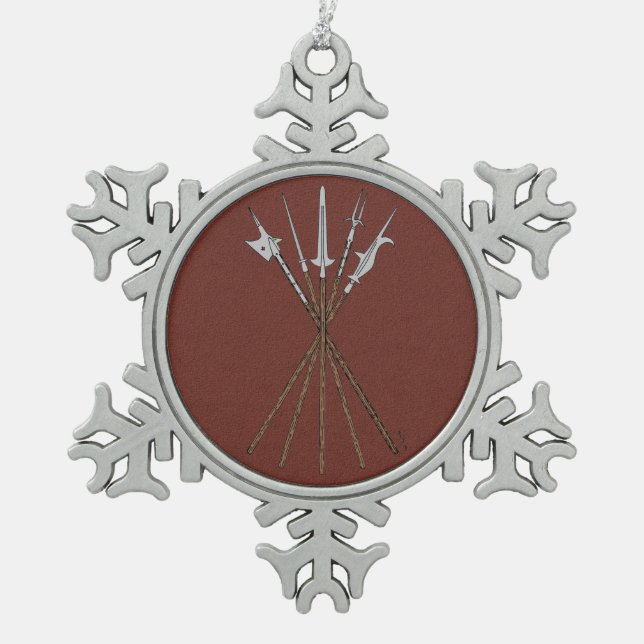 Polearms aus dem 16. Jahrhundert Schneeflocken Zinn-Ornament (Vorderseite)