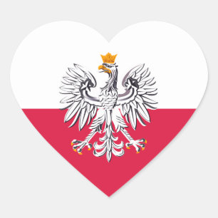 Polen Aufkleber, Adler, Polska, Polnische Flagge Herz-Aufkleber