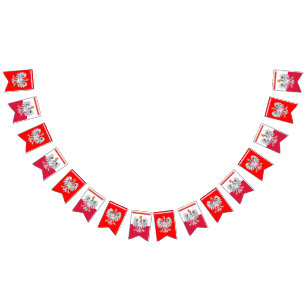 Polen Banner, polnische Flagge, Adler / Rot Wimpelkette