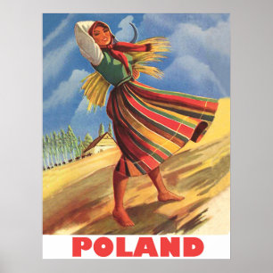 Polen, Dorfbewohnerin auf dem Feld Poster
