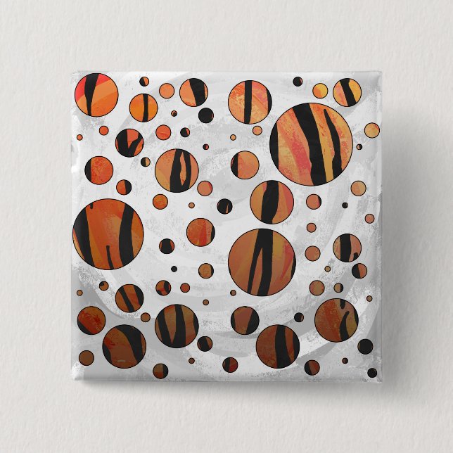 Polen Dot Tiger Hot orange und Black Print Button (Vorderseite)