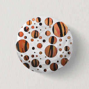 Polen Dot Tiger Hot orange und Black Print Button