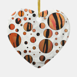 Polen Dot Tiger Hot orange und Black Print Keramik Ornament