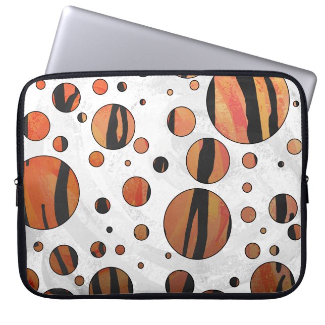 Polen Dot Tiger Hot orange und Black Print Laptopschutzhülle (Vorderseite)