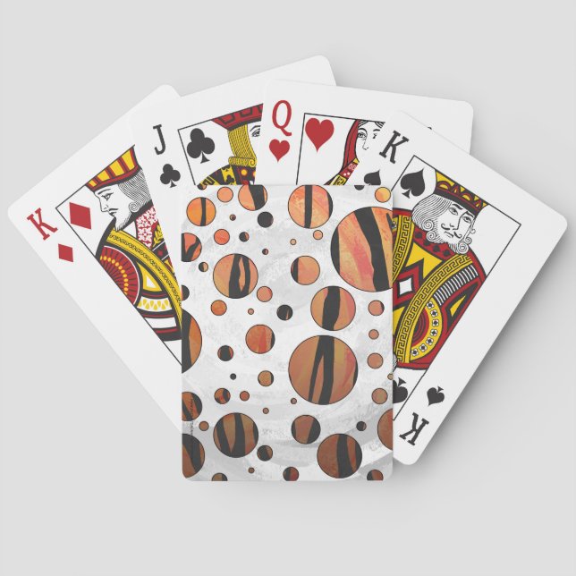 Polen Dot Tiger Hot orange und Black Print Spielkarten (Rückseite)