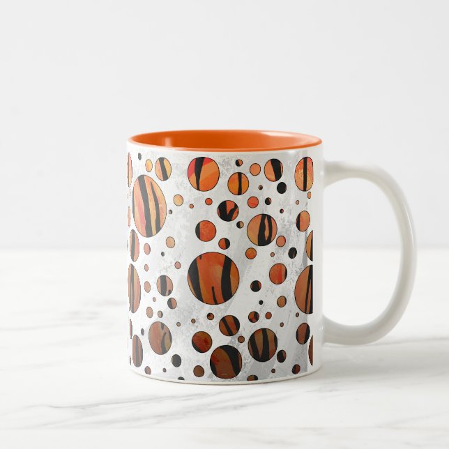Polen Dot Tiger Hot orange und Black Print Zweifarbige Tasse (Rechts)