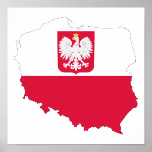 Polen Emblem Map Poster