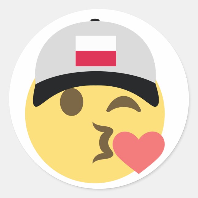 Polen Emoji Baseball Hat Runder Aufkleber (Vorderseite)