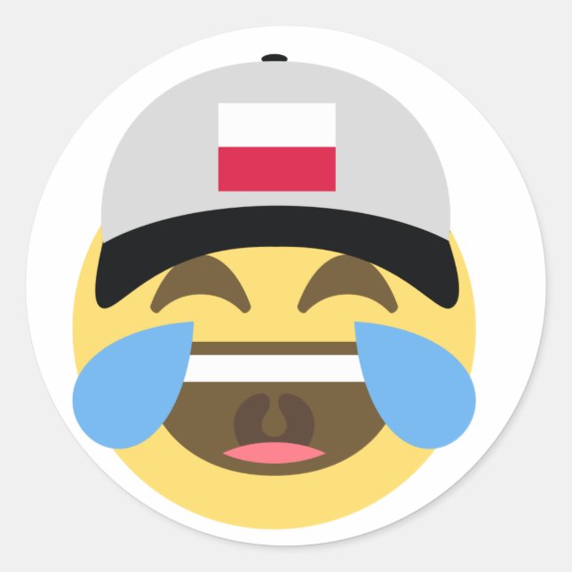 Polen Emoji Baseball Hat Runder Aufkleber (Vorderseite)