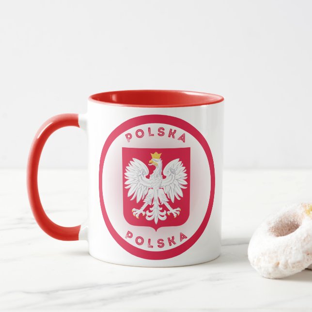 Polen-Erbe-Emblem Tasse (Mit Donut)