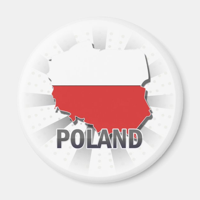 Polen - Flag-Karte 2.0 Magnet (Vorne)