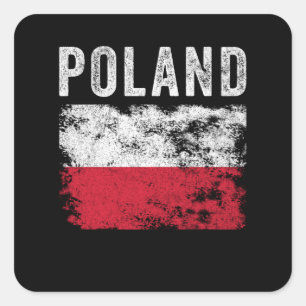 Polen Flagge Distressed - Polnische Flagge Quadratischer Aufkleber