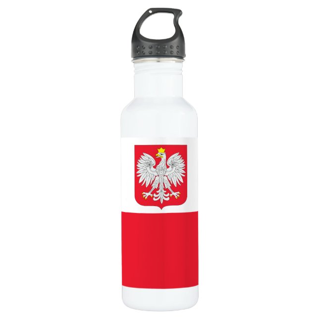 Polen-Flagge Edelstahlflasche (Vorderseite)