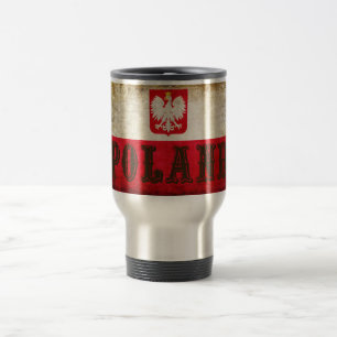 Polen Flagge Grunge Reisebecher