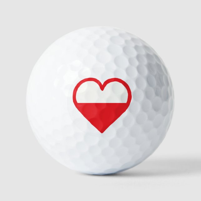Polen Flagge Herz Design Golfball (Vorderseite)