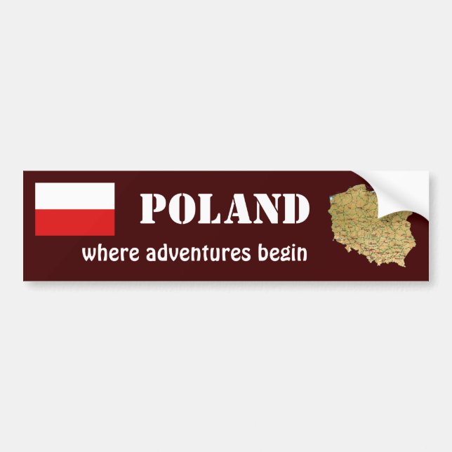Polen-Flagge + Karten-Autoaufkleber Autoaufkleber (Vorne)