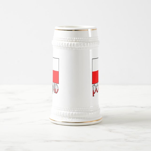 Polen - Flagge und Name Bierglas (Mittel)