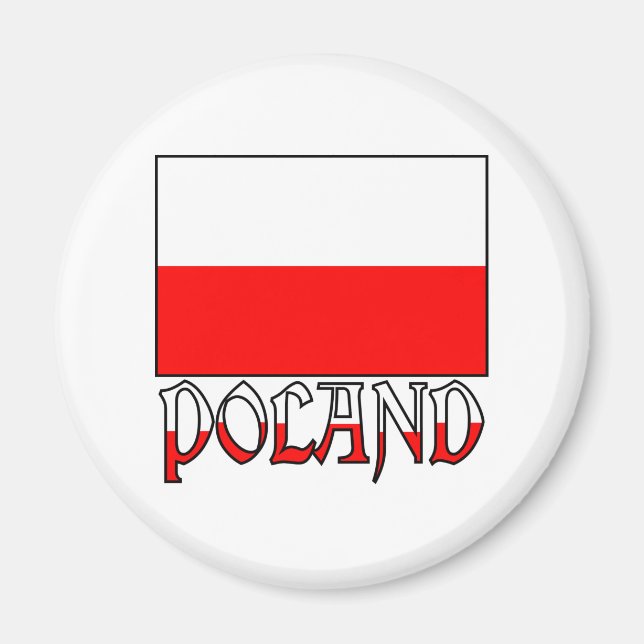Polen - Flagge und Name Magnet (Vorne)