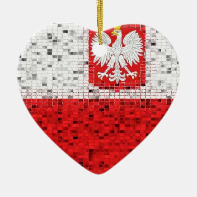Polen-Flaggen-Glitterverzierung Keramikornament (Vorne)