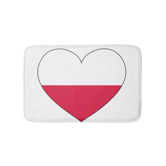 Polen-Flaggen-Herz Badematte (Vorderseite)