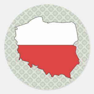 Polen-Flaggen-Karte Größengleich Runder Aufkleber