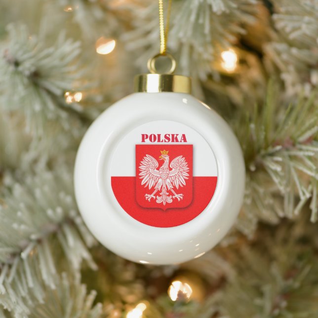 Polen Flaggenemblem Kulturerbe Polski Polska Keramik Kugel-Ornament (Baum)