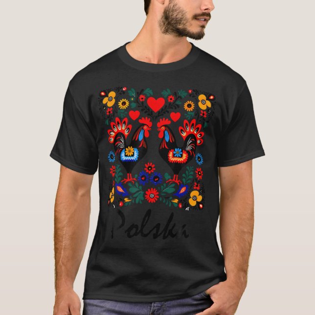 Polen Folkkunst Blume Polnisch Wycinanki Polska D T-Shirt (Vorderseite)