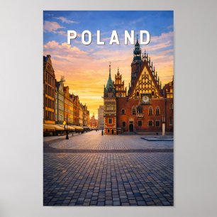 Polen Illustration Reise Kunst Vintage Poster