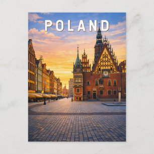 Polen Illustration Reise Kunst Vintage Postkarte