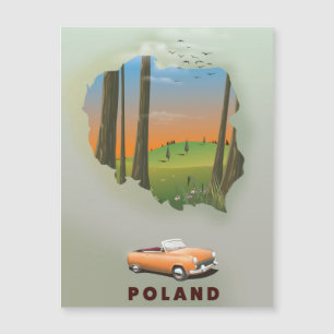 Polen Illustriertes Reiseplakat. Magnetkarte
