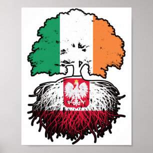 Polen - Irish Ireland Tree Roots Flag Poster