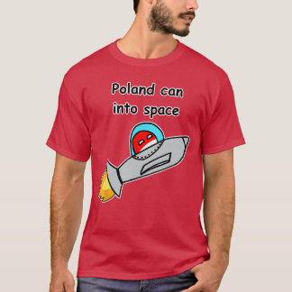 Polen kann in den Weltraum glückliches Polenball-M T-Shirt