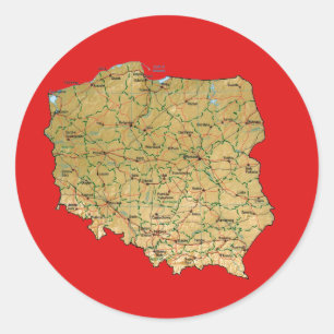 Polen-Karten-Aufkleber Runder Aufkleber